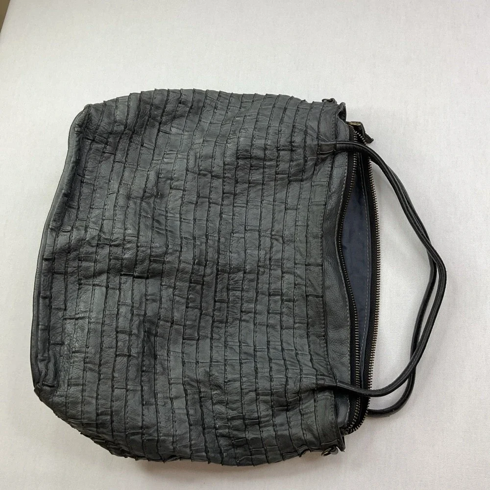 Majo Purse Italy Hobo Leather Texture Top Handle Handbag